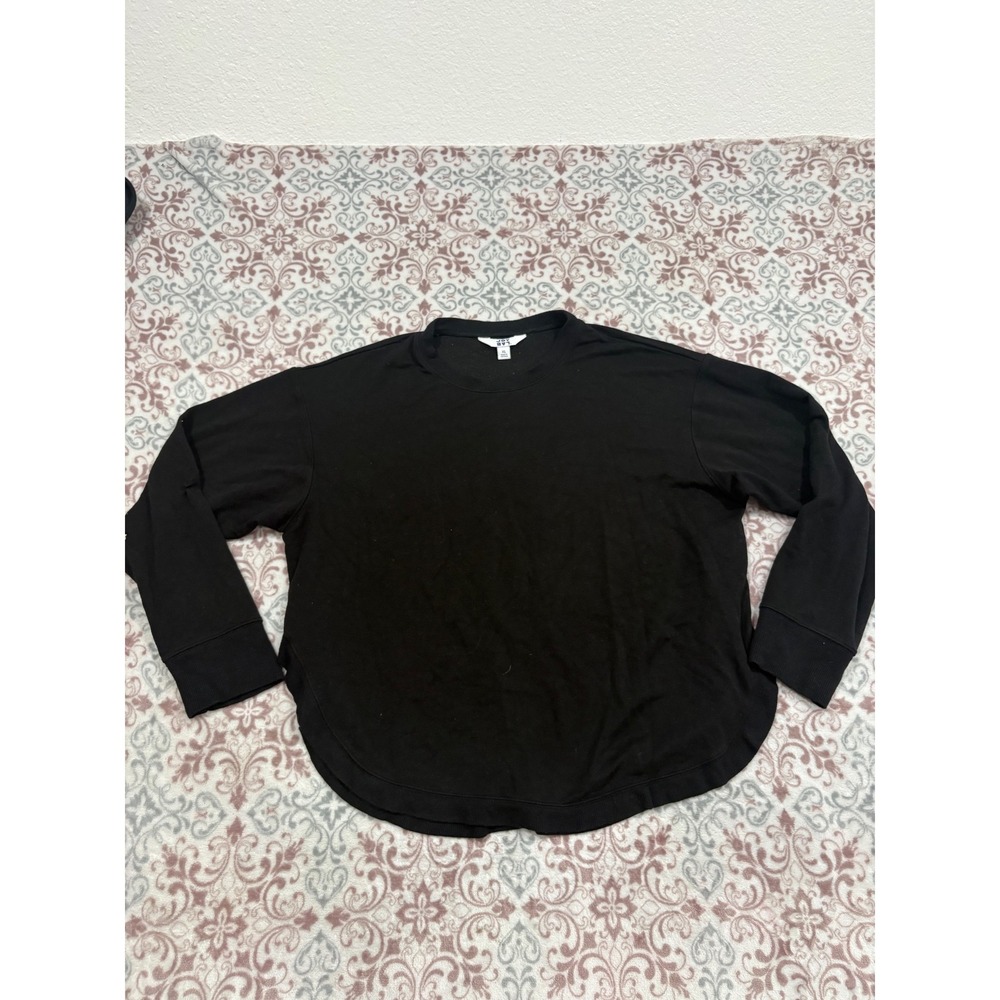 JoyLab Womens XL Black Long Sleeve Crewneck Sweatshirt Curved Hem Activewear